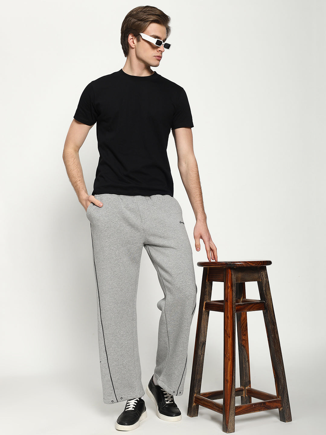 Unisex Grey Fleece Baggy Sweatpants