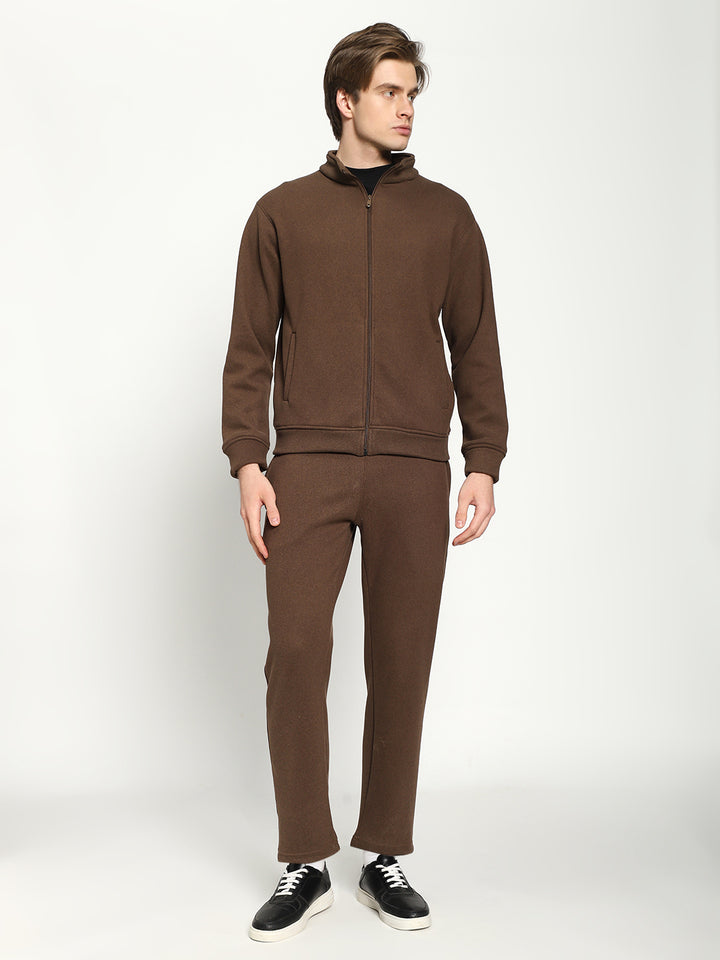 Men’s Brown Full-Zip Tracksuit Set