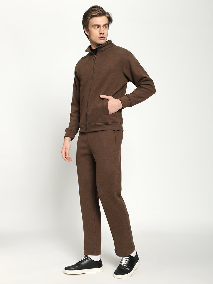Men’s Brown Full-Zip Tracksuit Set