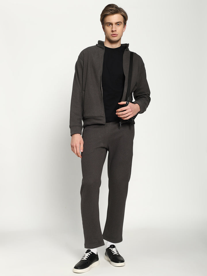 Men’s Dark Charcoal Full-Zip Tracksuit Set