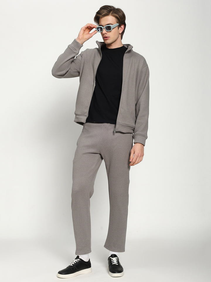 Men’s Grey Full-Zip Tracksuit Set