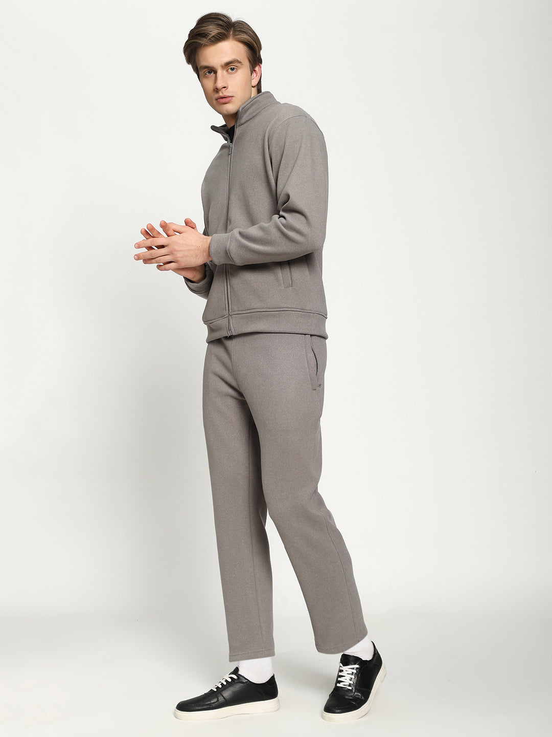 Men’s Grey Full-Zip Tracksuit Set
