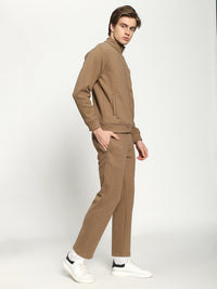 Men’s Light Camel Brown Full-Zip Tracksuit Set