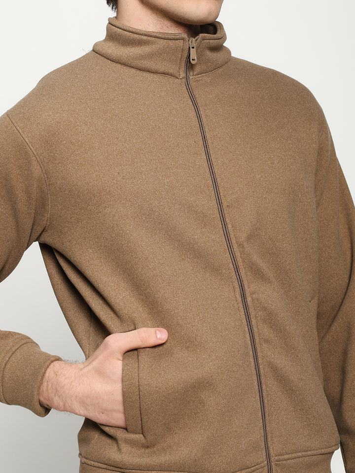 Men’s Light Camel Brown Full-Zip Tracksuit Set