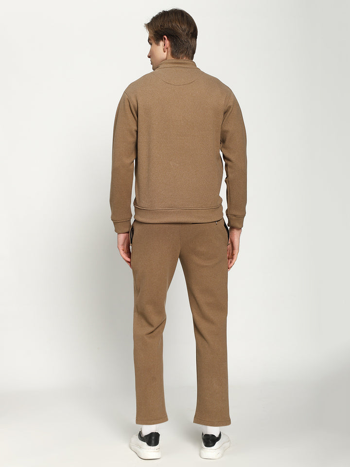 Men’s Light Camel Brown Full-Zip Tracksuit Set