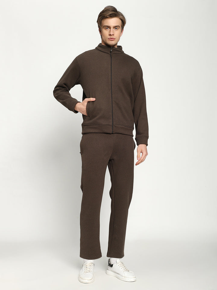 Men’s Dark Brown Full-Zip Tracksuit Set