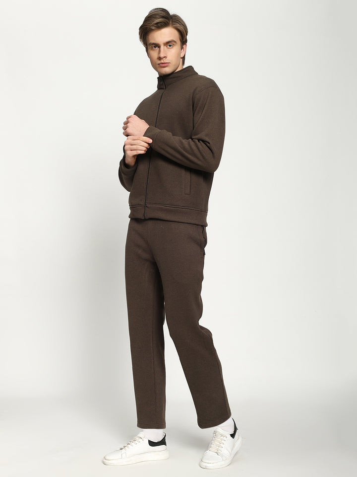 Men’s Dark Brown Full-Zip Tracksuit Set