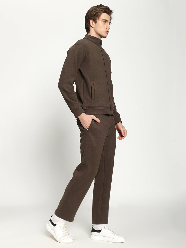 Men’s Dark Brown Full-Zip Tracksuit Set