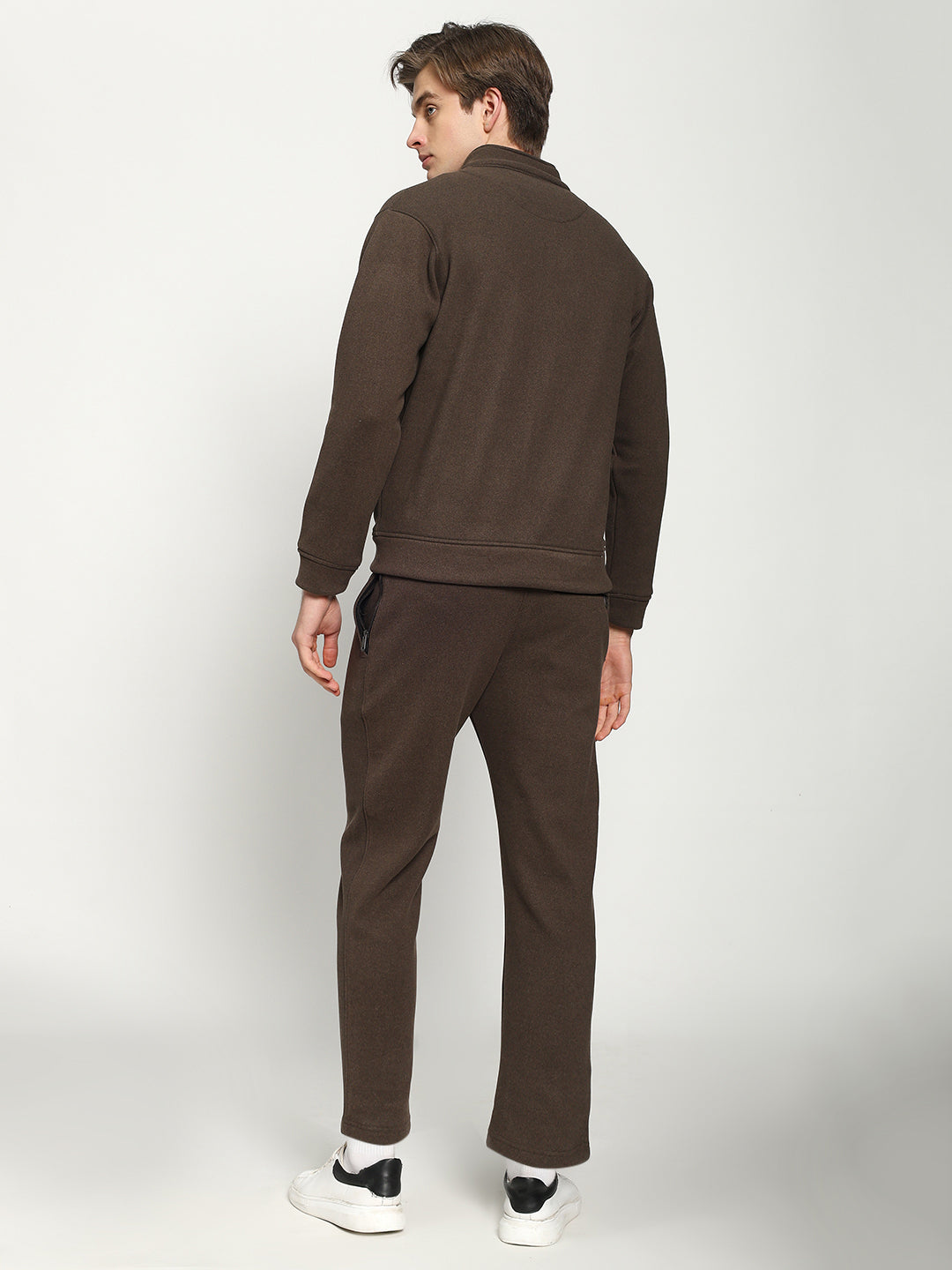Men’s Dark Brown Full-Zip Tracksuit Set