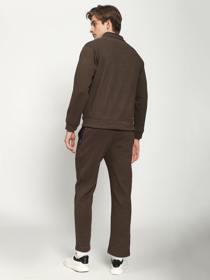 Men’s Dark Brown Full-Zip Tracksuit Set