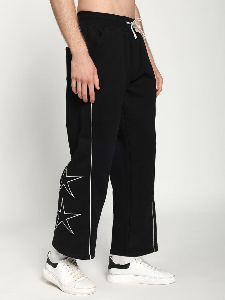 Unisex Black Fleece Baggy Sweatpants