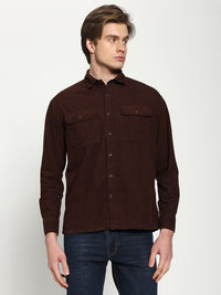 Men's Maroon Oversized Corudroy Shirt