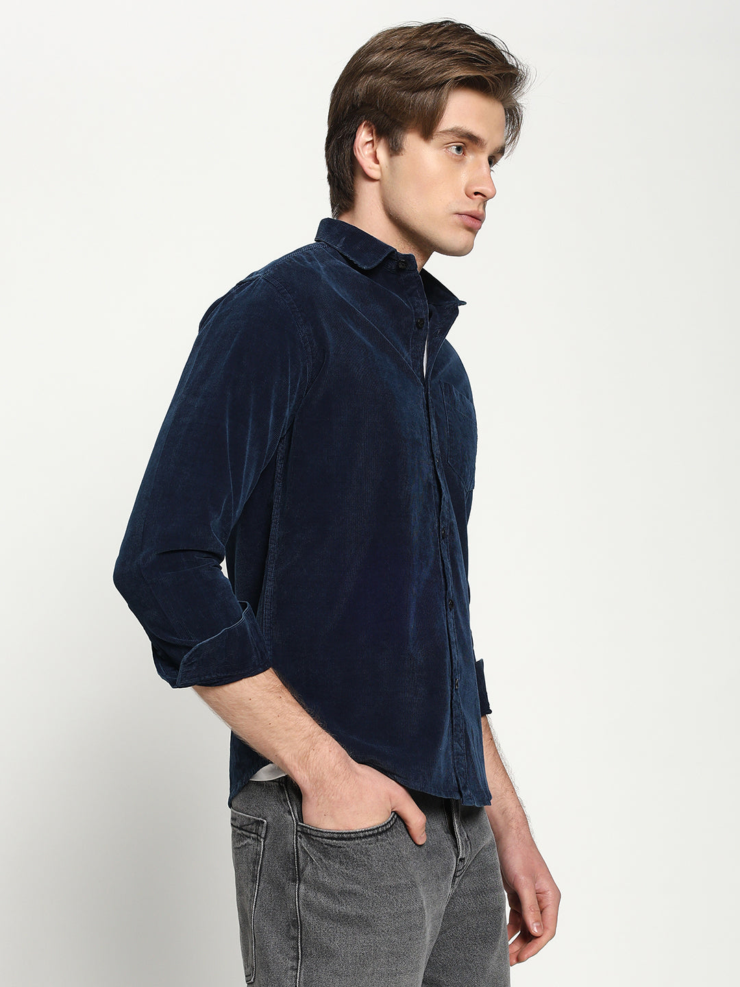 Men's Courdroy Indigo Classic Fit Shirt