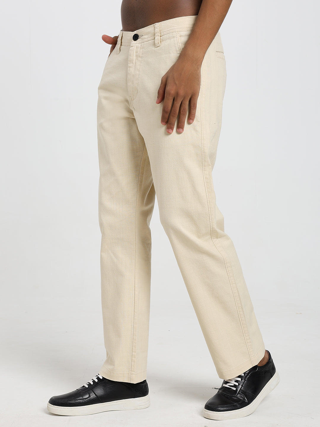 Saint jones slub beige trousers