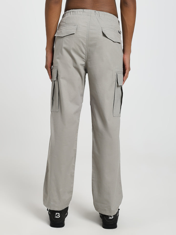 Men's Honeycomb weave straight fit light grey cargo
