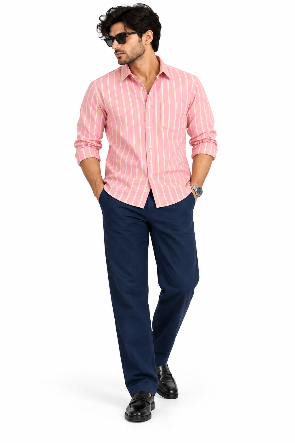 Oxford pink stripes shirt