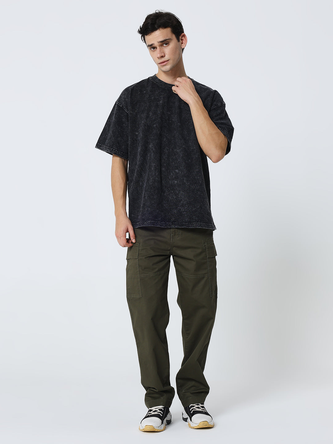 Men's Dobby stretch straight cargo green