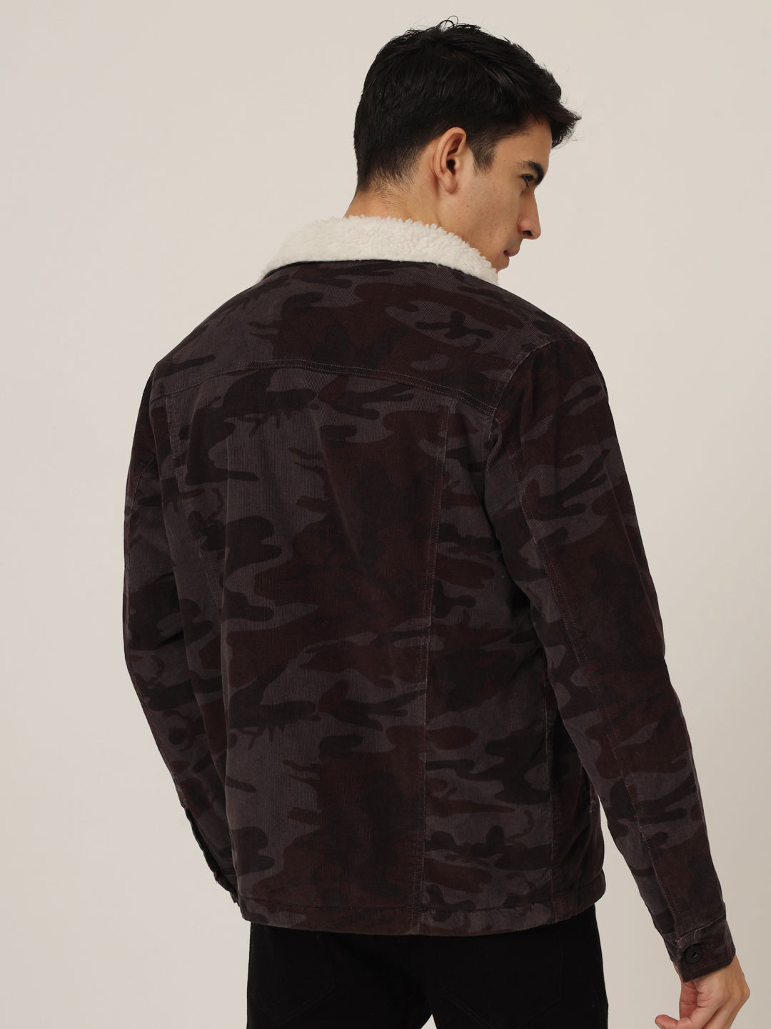 Camouflage print corduroy jacket