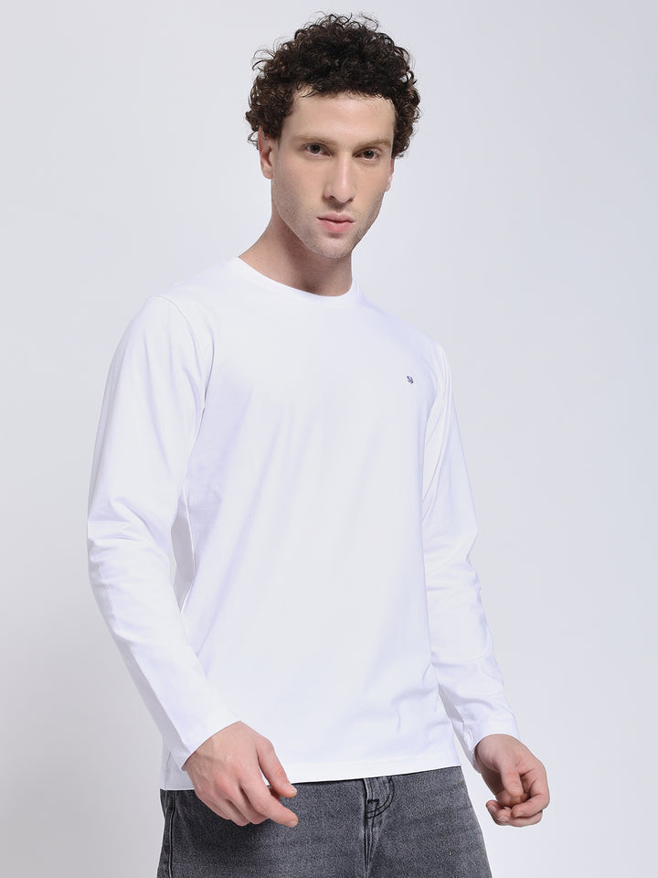 Men’s Solid White Full Sleeve Lycra T-Shirt