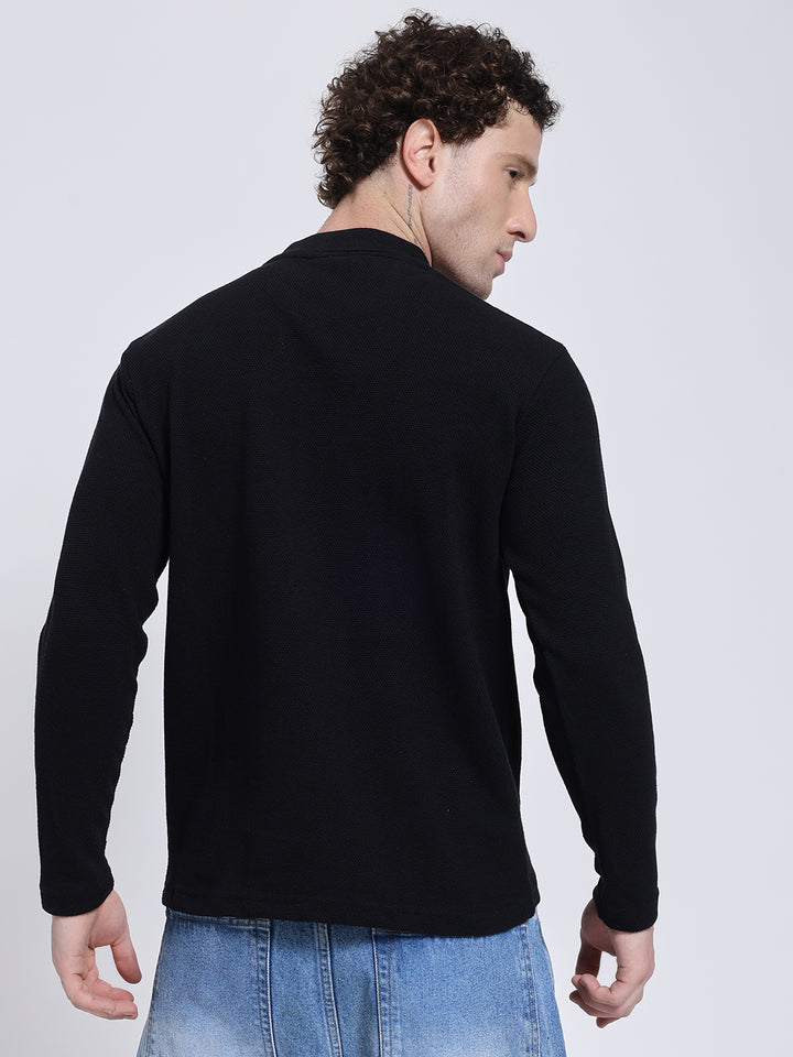 Men’s Black Full Sleeve Polo T-Shirt