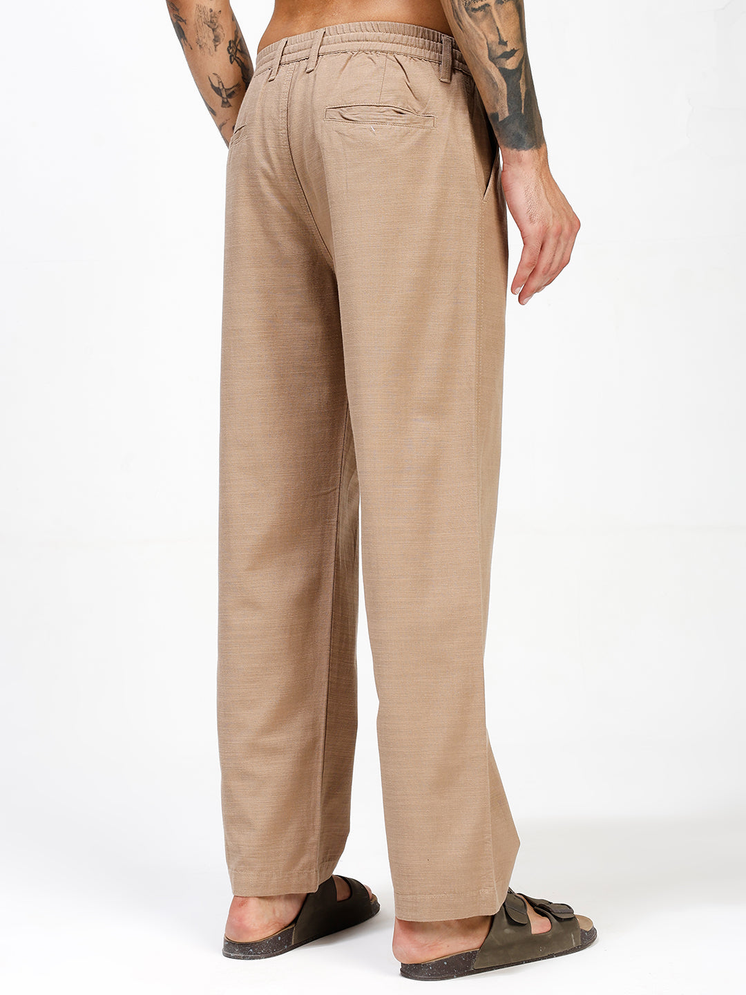 Men’s Beige Regular Fit Linen Pants
