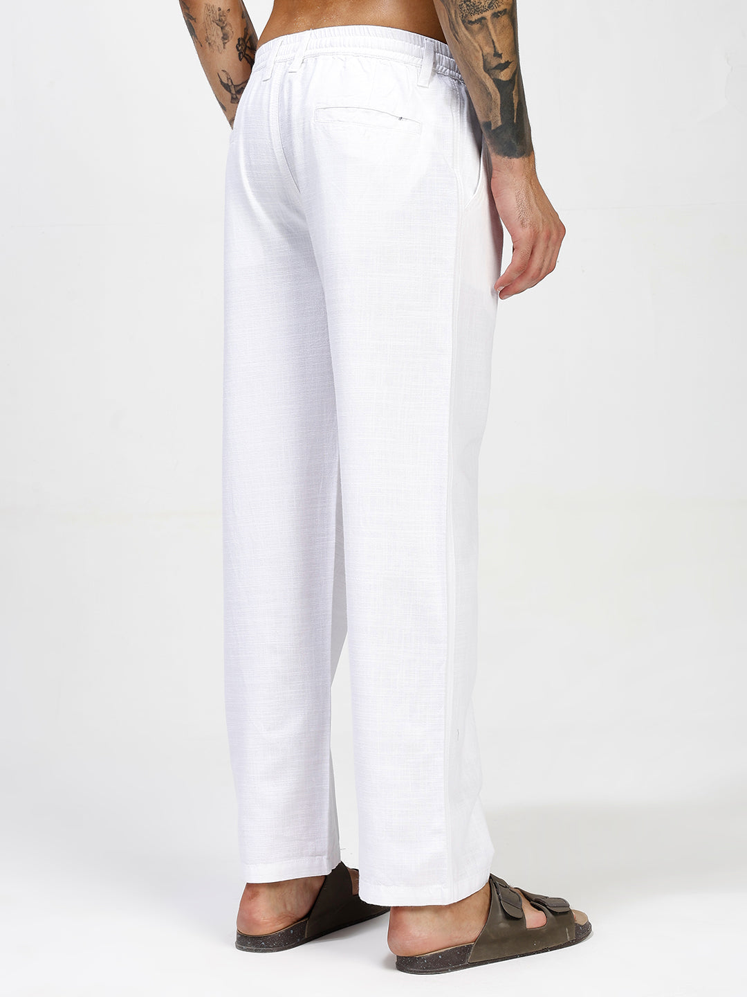 Men’s Regular Fit White Linen Pants