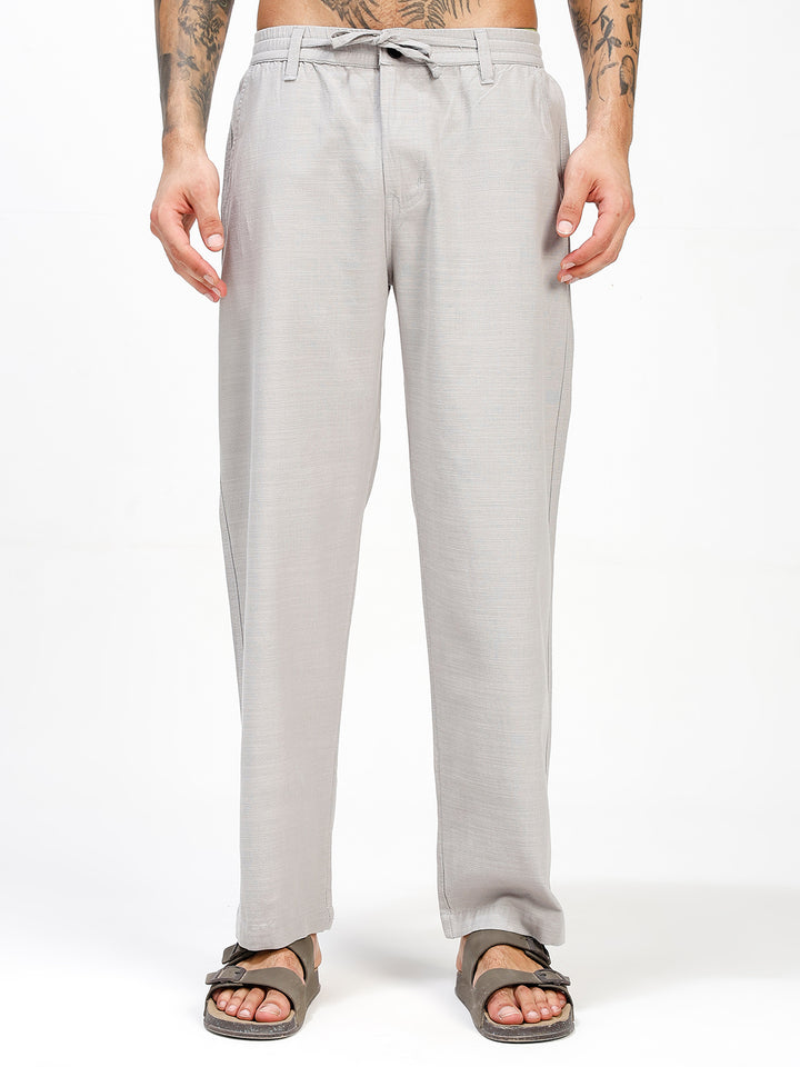 Men’s Grey Regular Fit Linen Pants