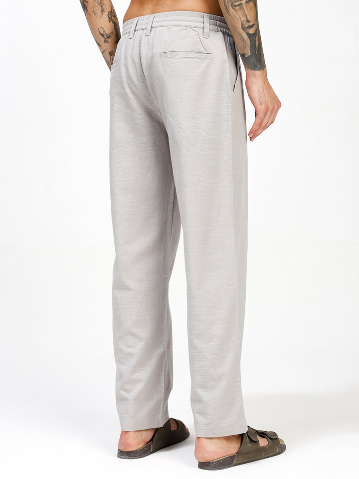 Men’s Grey Regular Fit Linen Pants