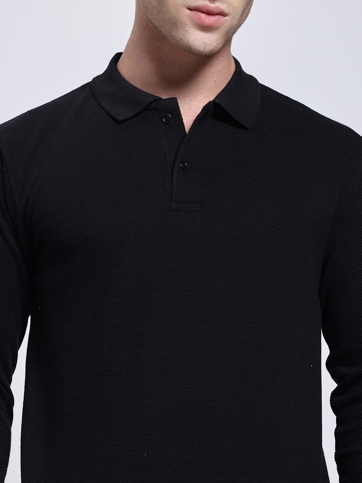 Men’s Black Full Sleeve Polo T-Shirt
