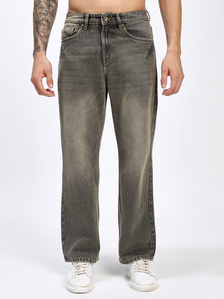 Men's Loose Fit Acid Wash Denim Jeans