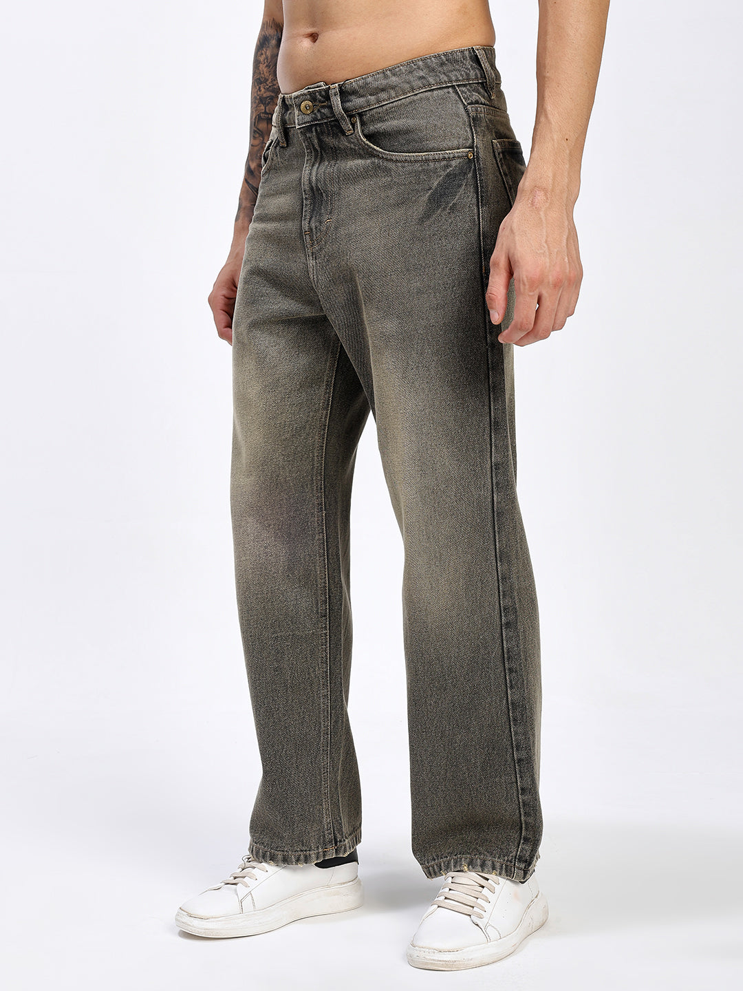 Men's Loose Fit Acid Wash Denim Jeans