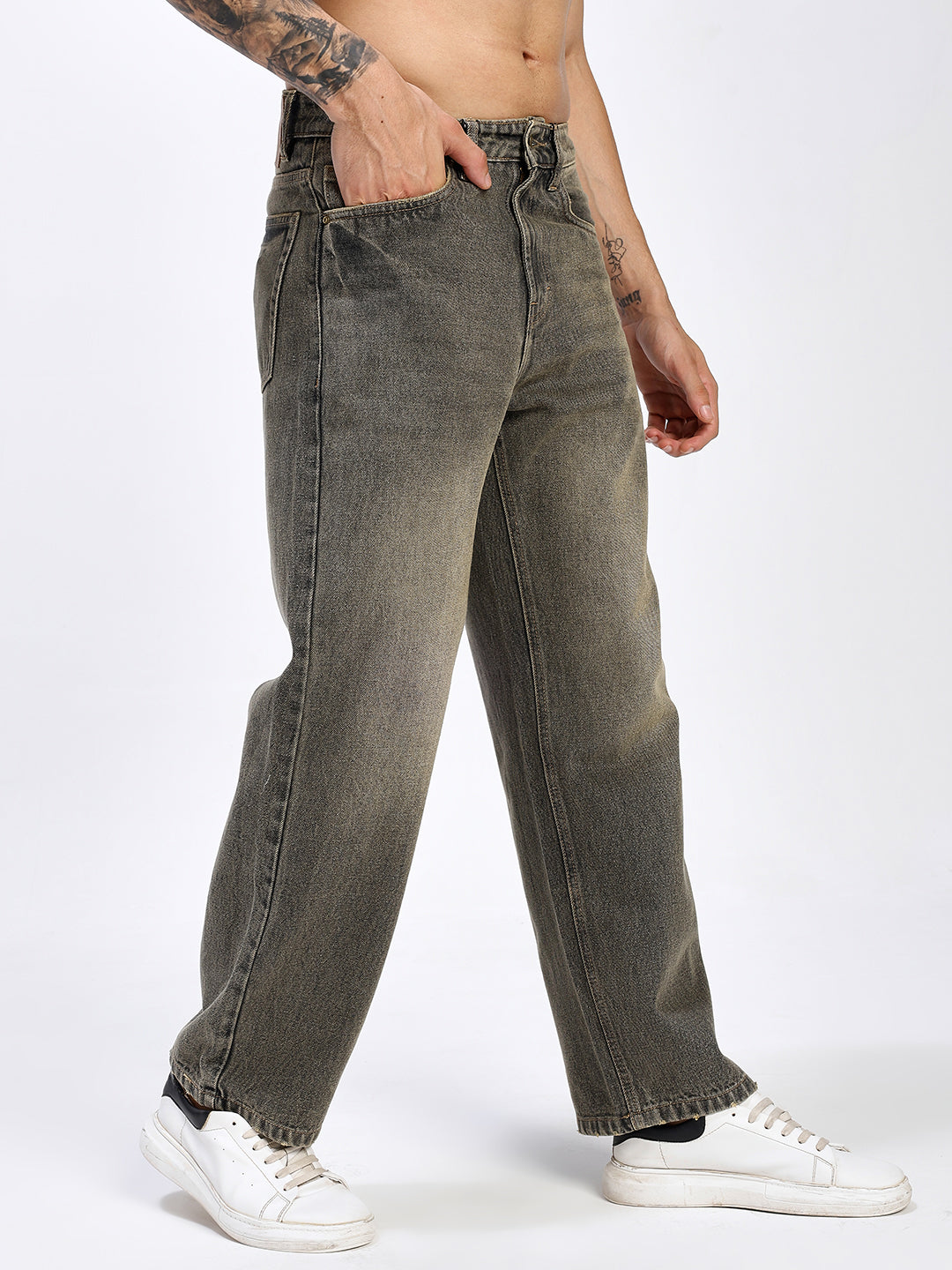 Men's Loose Fit Acid Wash Denim Jeans