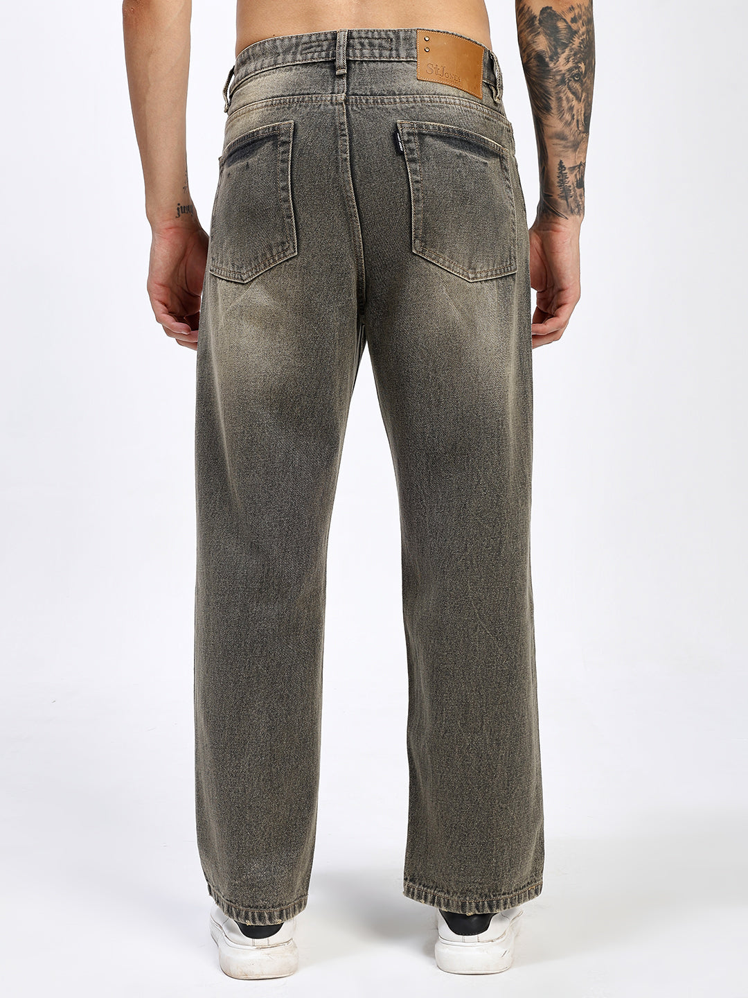 Men's Loose Fit Acid Wash Denim Jeans