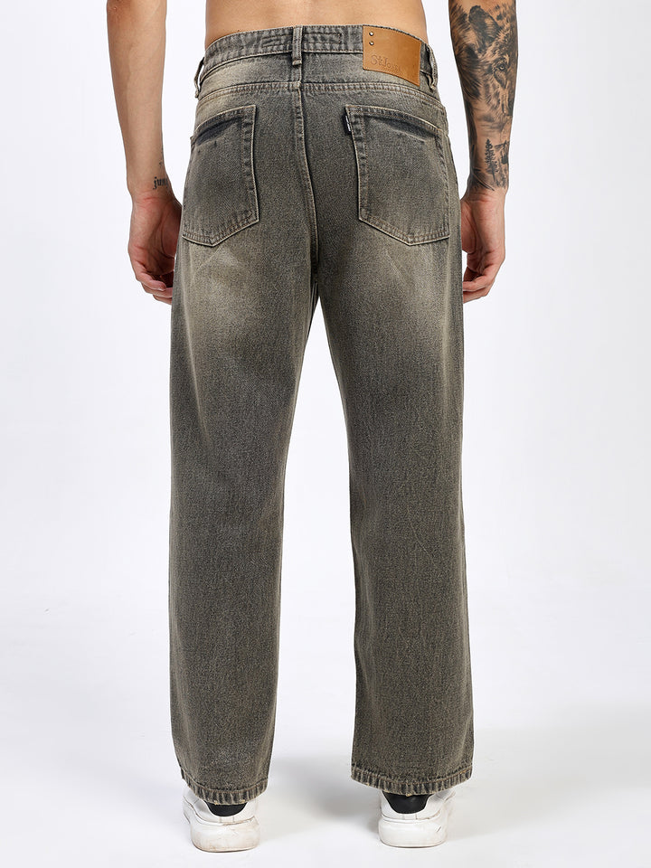 Men's Loose Fit Acid Wash Denim Jeans