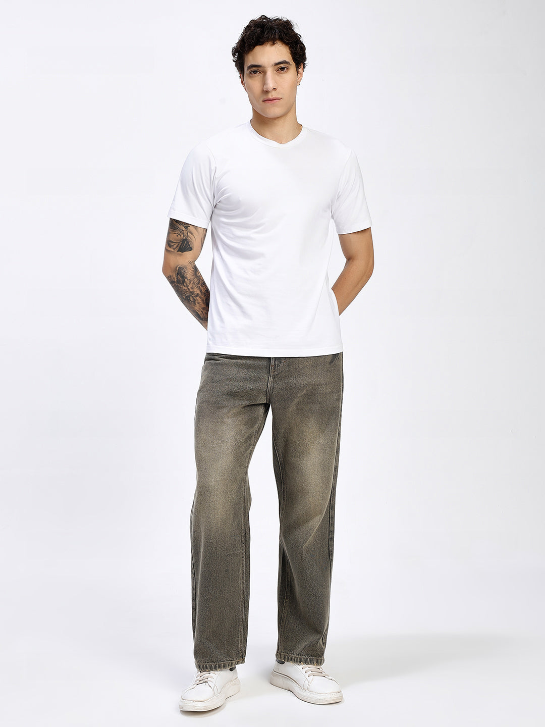 Men's Loose Fit Acid Wash Denim Jeans