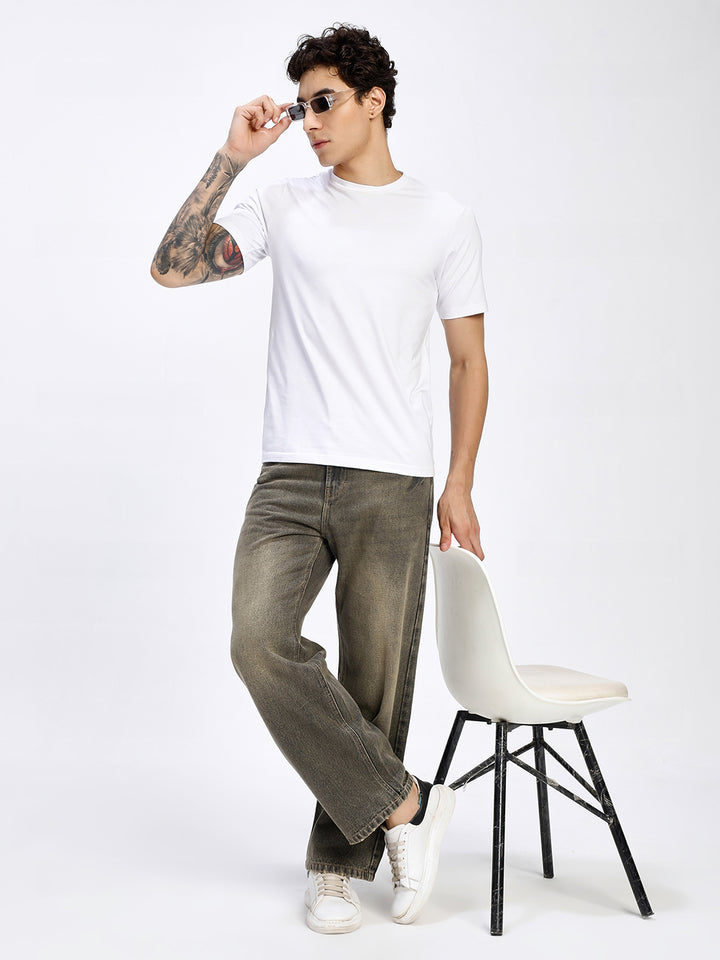 Men's Loose Fit Acid Wash Denim Jeans