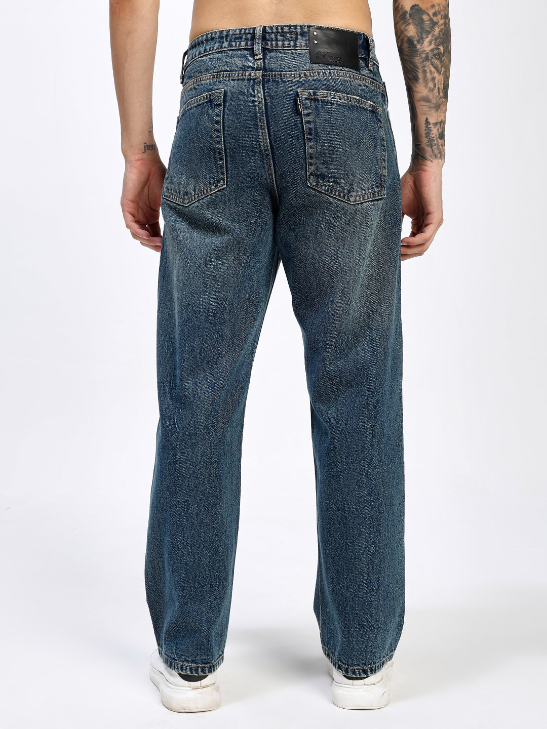 Men's Green Wash Relaxed Fit Straight Leg Jeans
