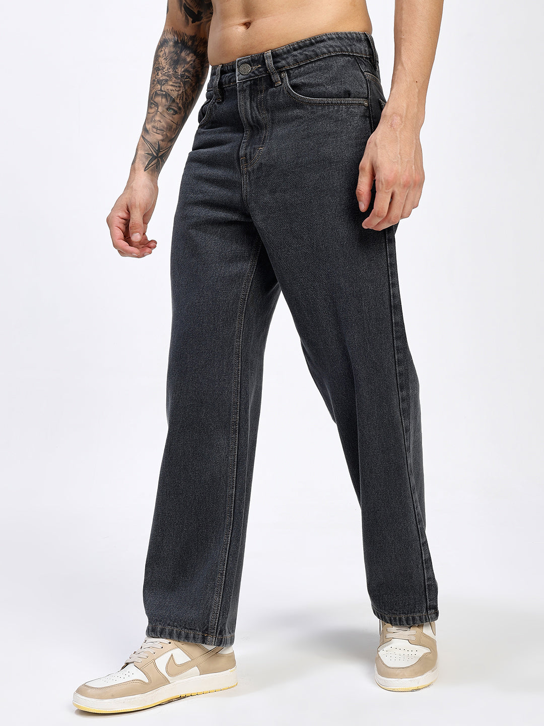 Men's Loose Fit Black Wash Denim Jeans