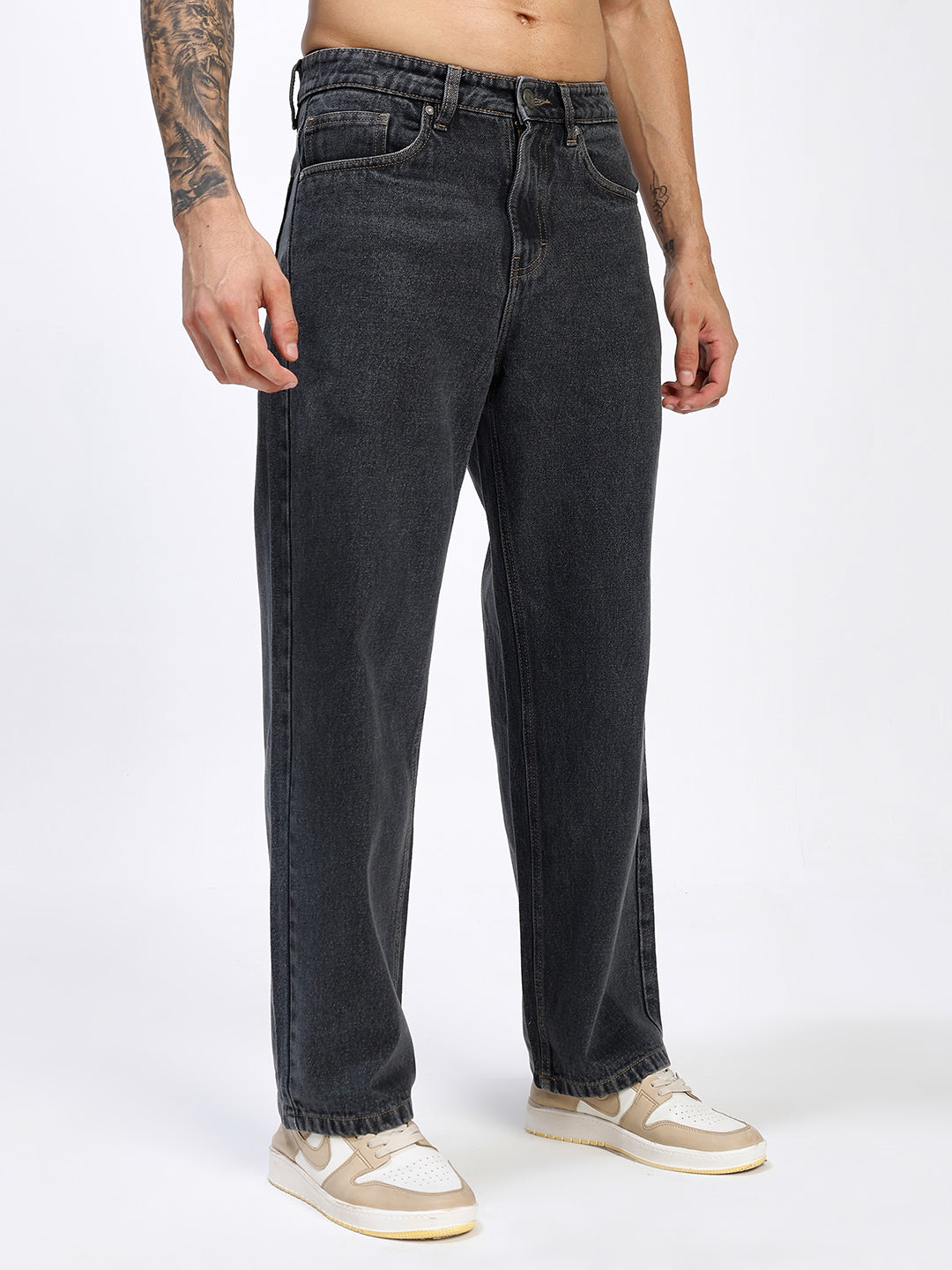Men's Loose Fit Black Wash Denim Jeans