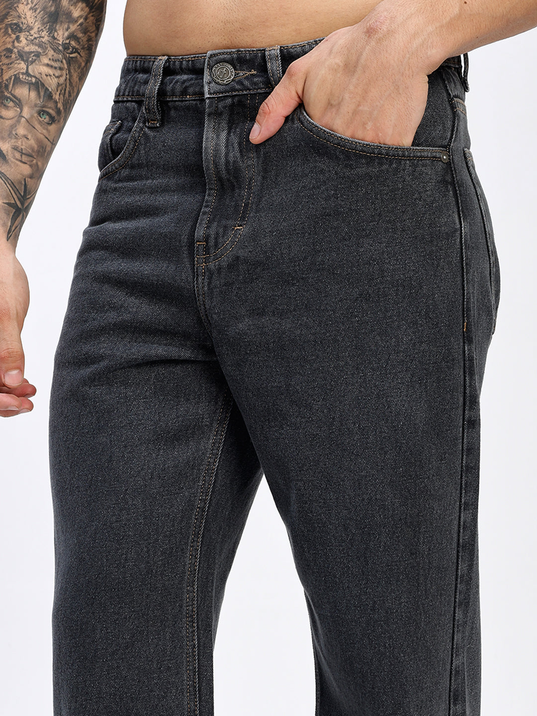 Men's Loose Fit Black Wash Denim Jeans