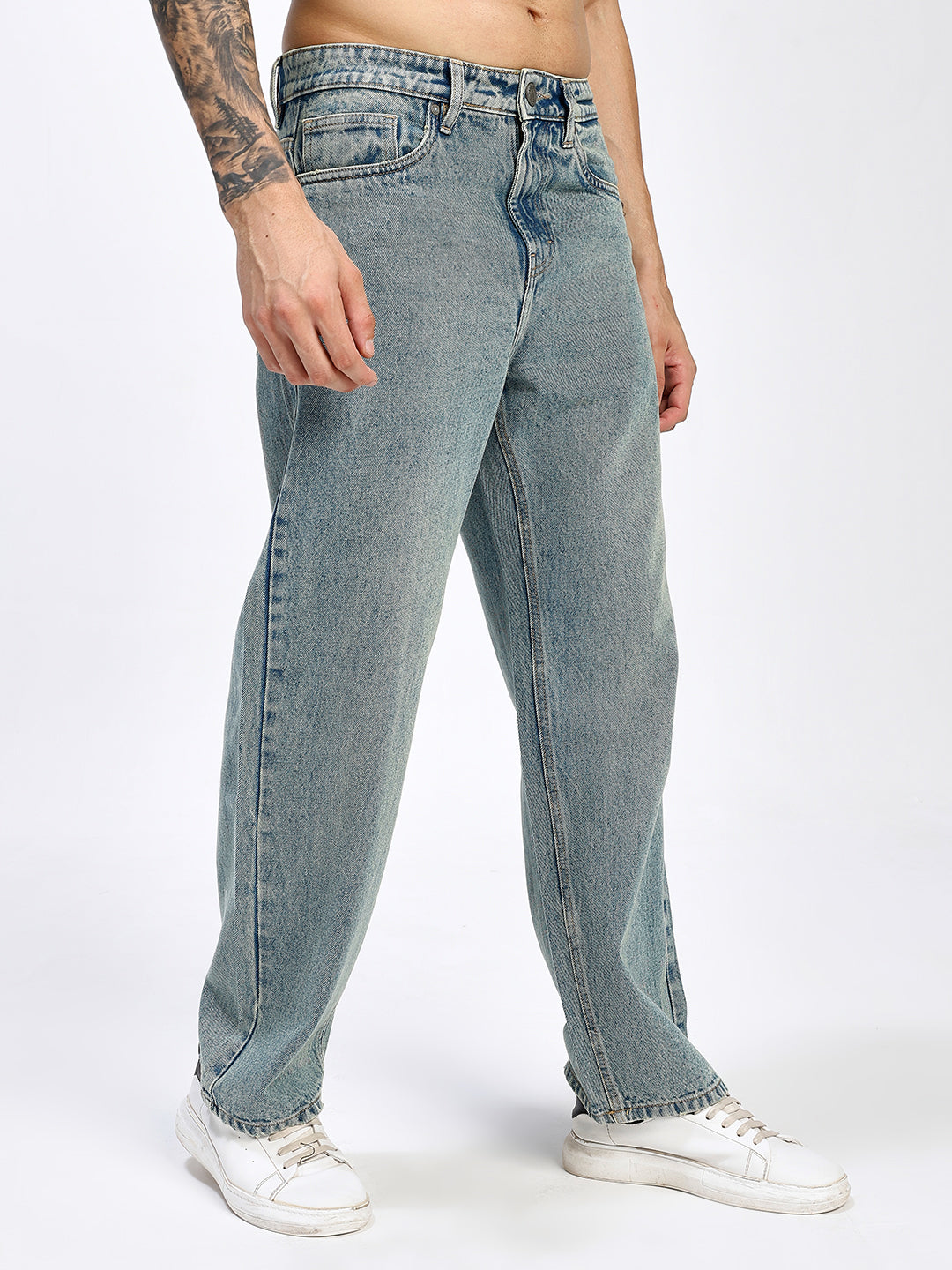 Men's Dusty Blue Relaxed Fit Straight Leg Jeans