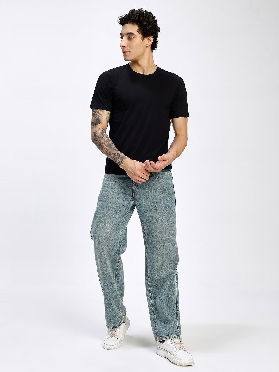 Men's Dusty Blue Relaxed Fit Straight Leg Jeans