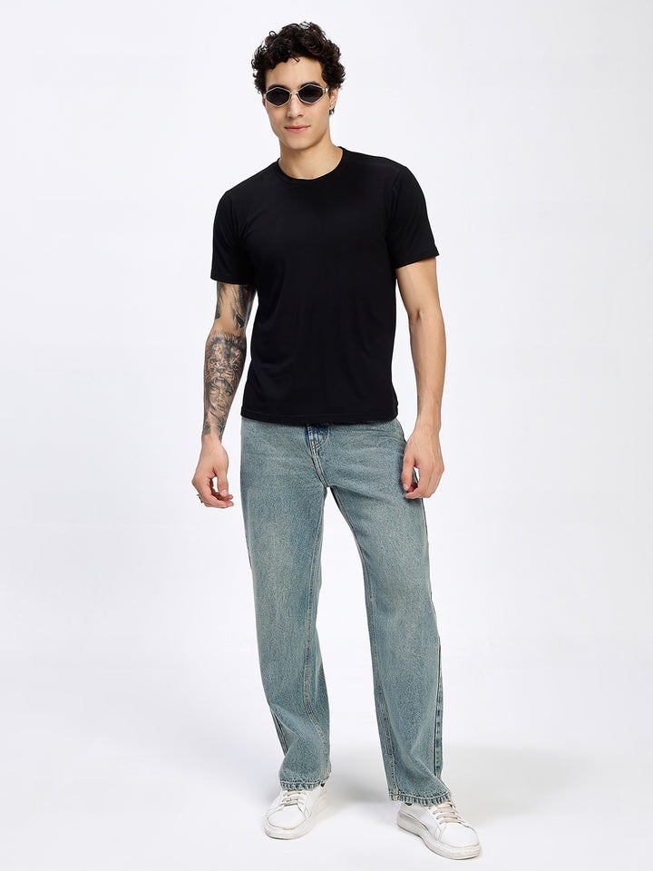 Men's Dusty Blue Relaxed Fit Straight Leg Jeans