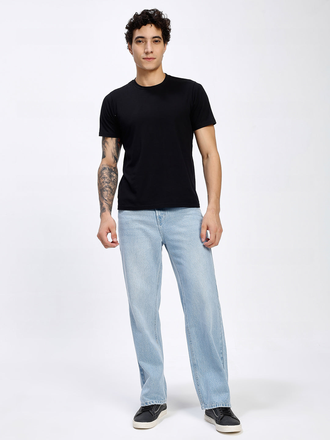 Men's Light Blue Relaxed Fit Straight Leg Jeans