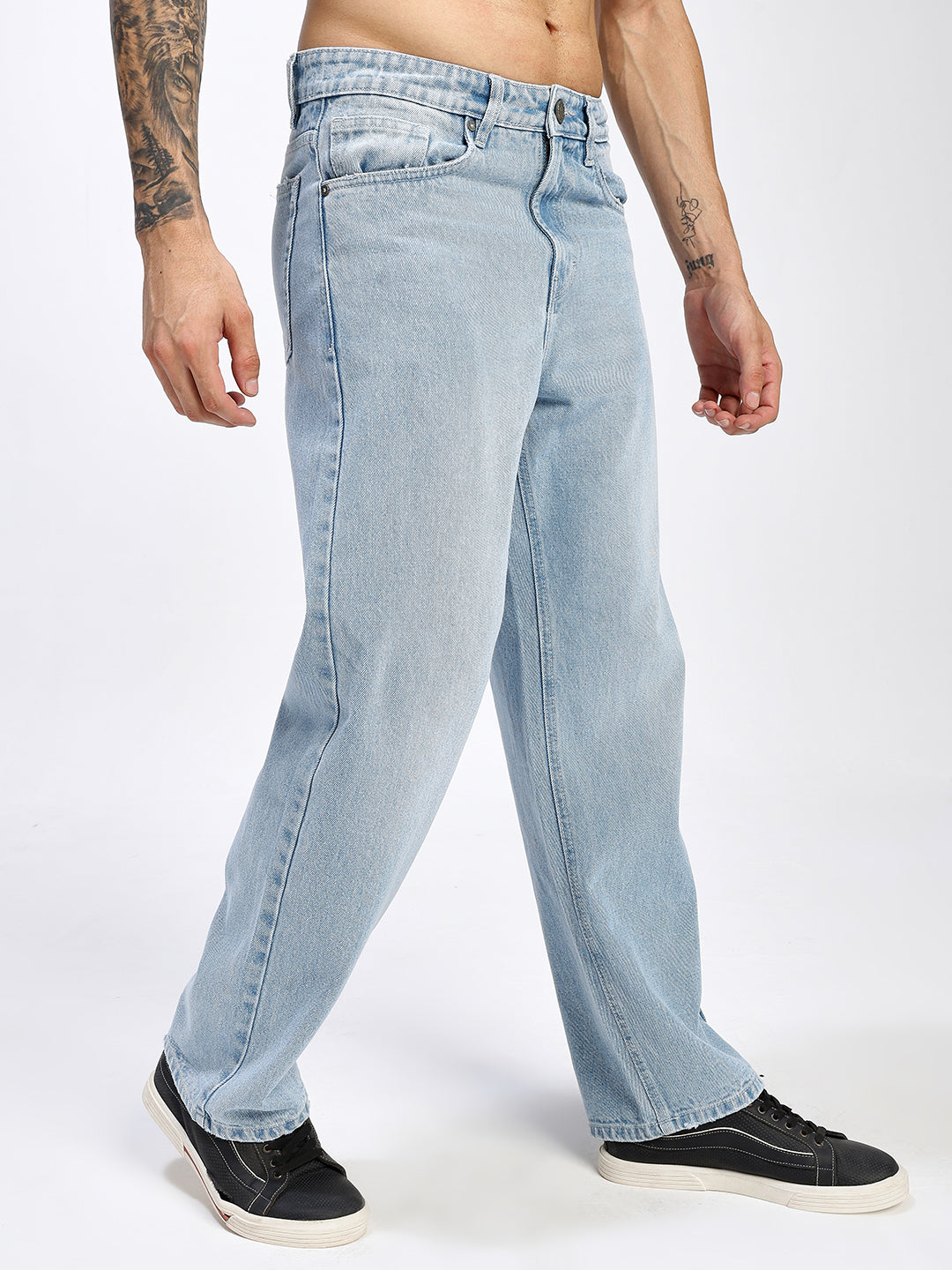 Men's Light Blue Relaxed Fit Straight Leg Jeans