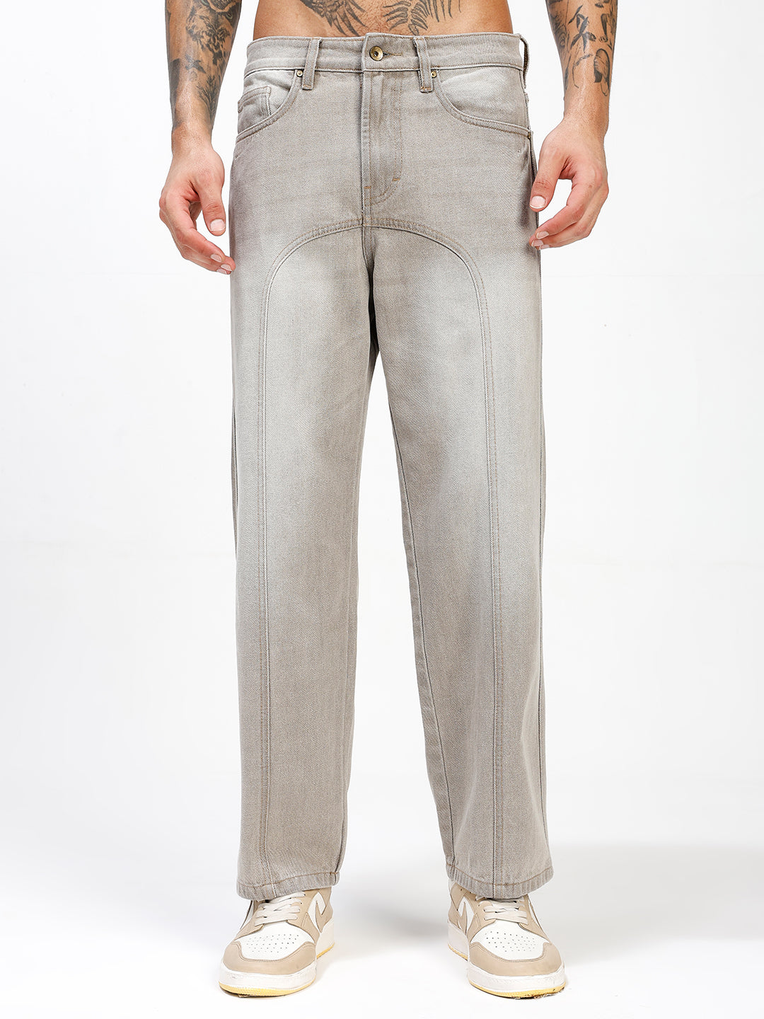 Men's Dusty Taupe Relaxed Fit Denim Jeans