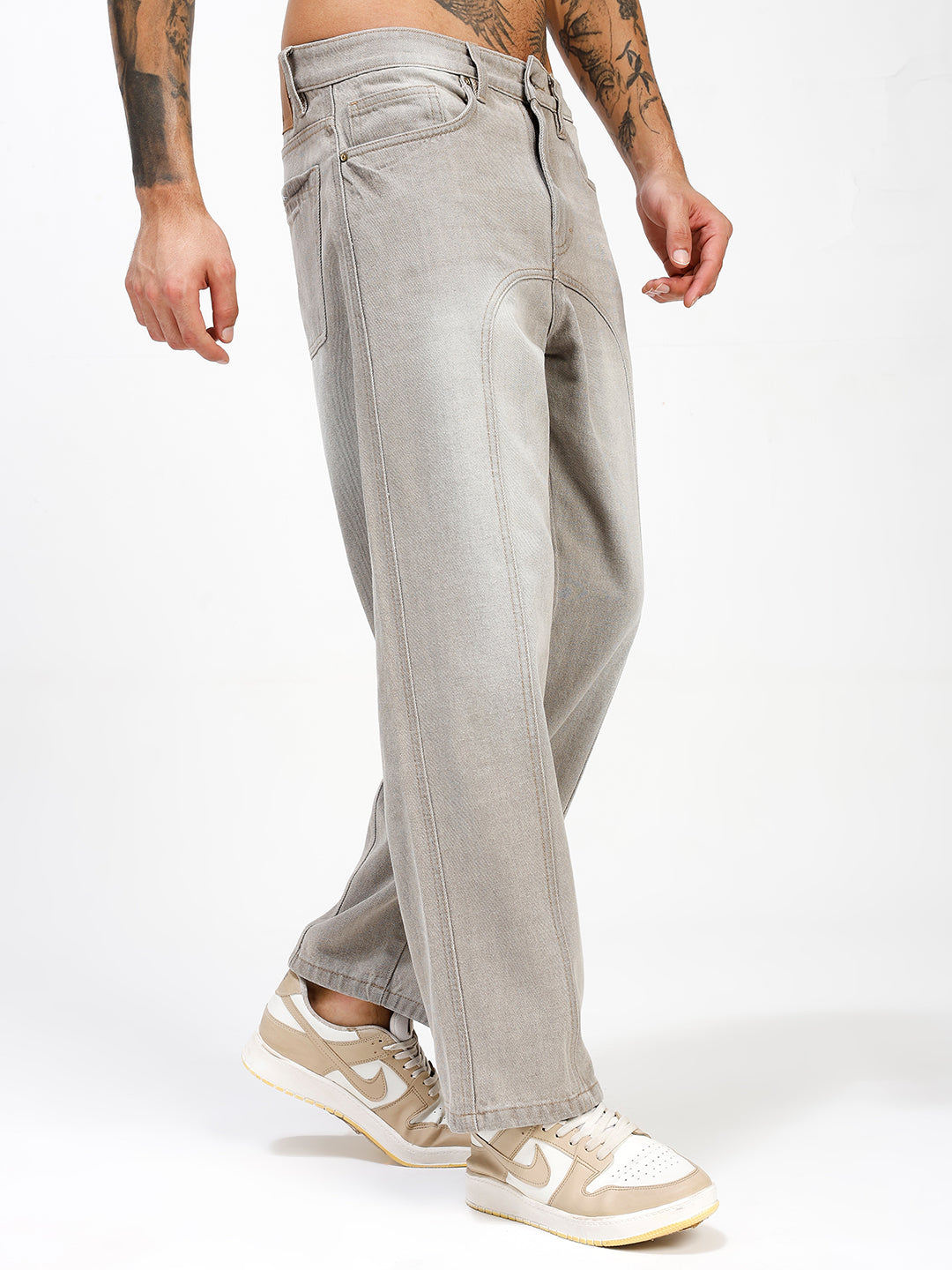Men's Dusty Taupe Relaxed Fit Denim Jeans