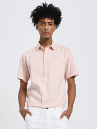 Men's Pink linen blend half sleeve shirt