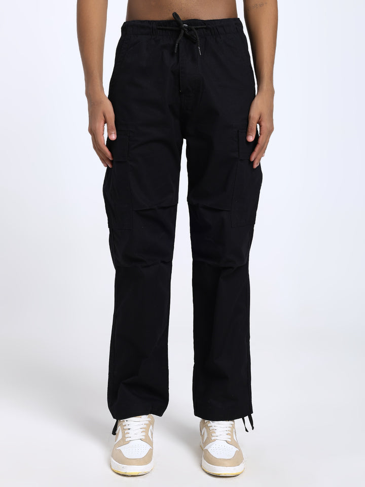 Men's Honeycomb weave black straight fit cargo