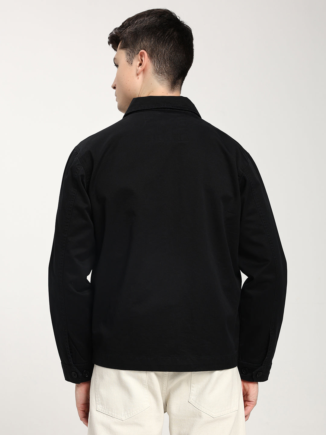 Men's Black Hybrid Zip-Up Casual Jacket